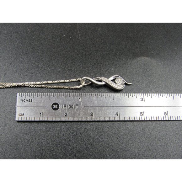 16" Sterling Silver Small Diamond Chips Simple Necklace Vintage Minimalist - Picture 6 of 7